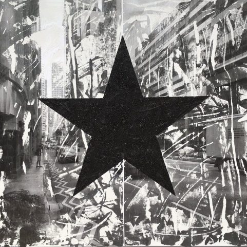 Black Star Gets Out Of The Car  36 x 26 Acrylic Ink and Glitter on Canvas.jpg
